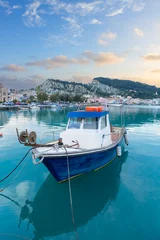 fishing boats moored in Zaante town harbour, Zakinthos Greece © neirfy