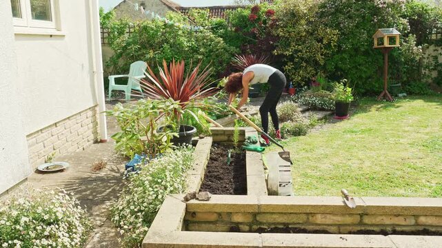 Woman gardening in the springtime