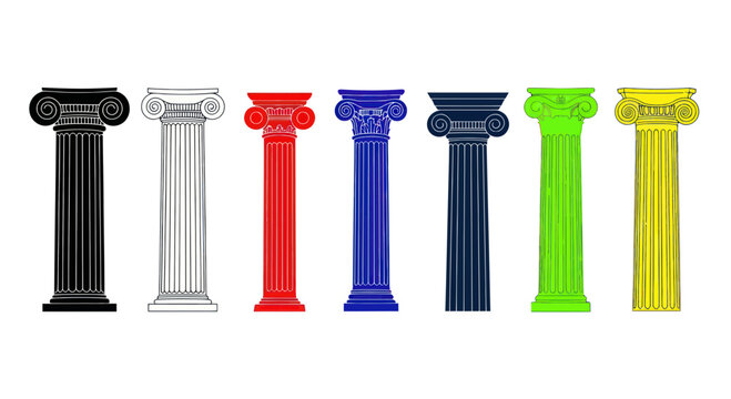Colorful Ancient Greek Pillars - Ionic Order Columns Collection