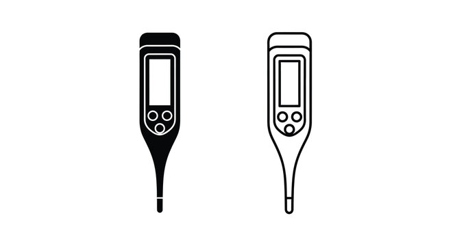Digital thermometer illustration two views of a modern medical device for temperature measurement