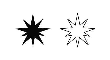 Obraz premium Two starbursts a black and white illustration of eight pointed stars