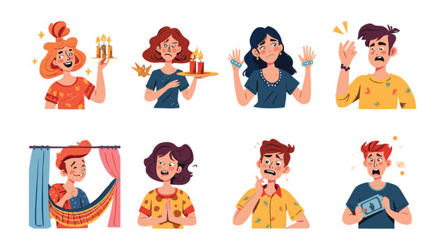Diverse Expressions: A vibrant array of illustrations captures a spectrum of human emotions, offering a glimpse into various states of mind.