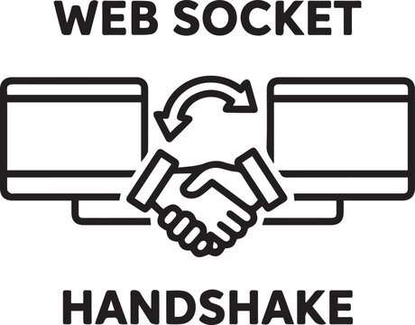 Professional WebSocket Protocol Handshake Vector Icon for Developers, DevOps Engineers, and API Integration Specialists Showcasing Real-Time Data Transmission, Socket Connection