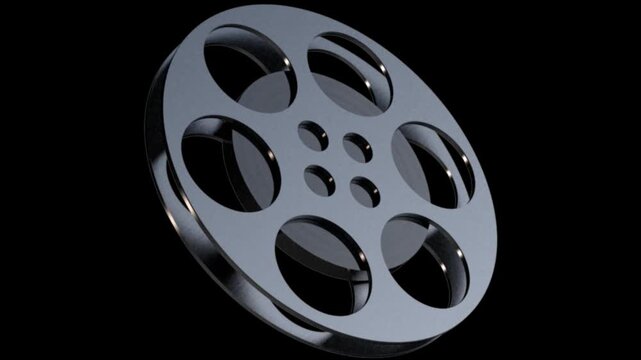  Shiny Metallic Film Reel on Black Background
