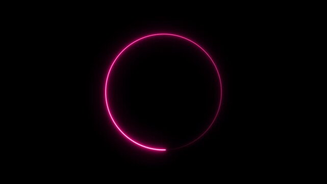 Neon light animated glowing circle loading icon on black background 4k video.on black background and features 4k animation video