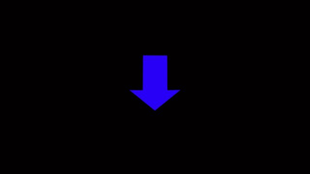 Animated arrow pointing down on black background.arrow icon video on black background 4k animation