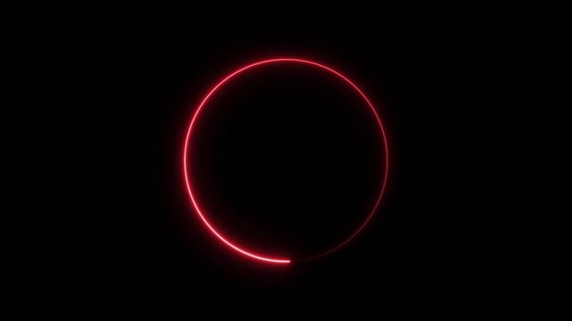 Neon light animated glowing circle loading icon on black background 4k video.on black background and features 4k animation video