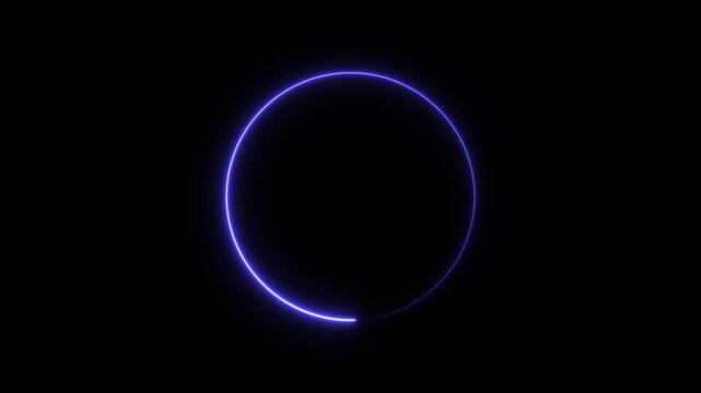 Neon light animated glowing circle loading icon .on black background and features 4k animation video