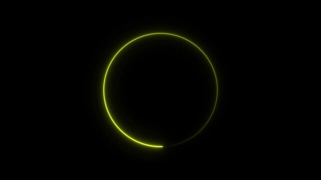 Neon light animated glowing circle loading icon .on black background and features 4k animation video