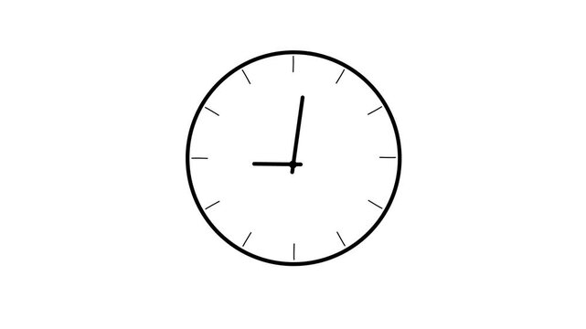 Clock spinning, watch animation on transparent. Clock icon 24 hours day fast speed with moving timer clock rotation on a white background 4k animation video