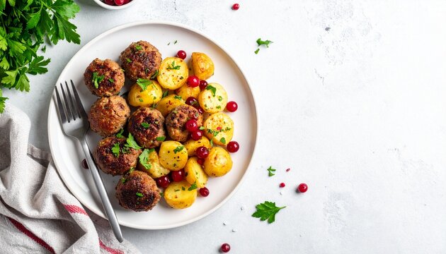 Schwedische K&ouml;ttbullar mit Preiselbeeren minimalistisch