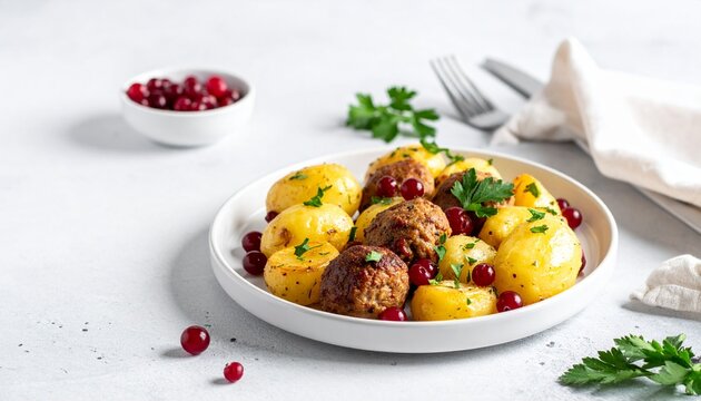 Schwedische K&ouml;ttbullar mit Preiselbeeren minimalistisch