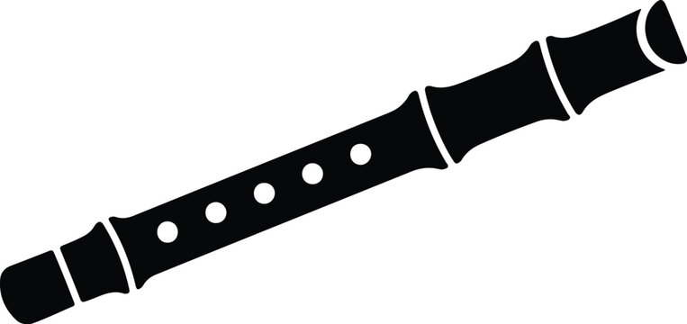 Silhouette design of a traditional bamboo flute music instrument icon vector