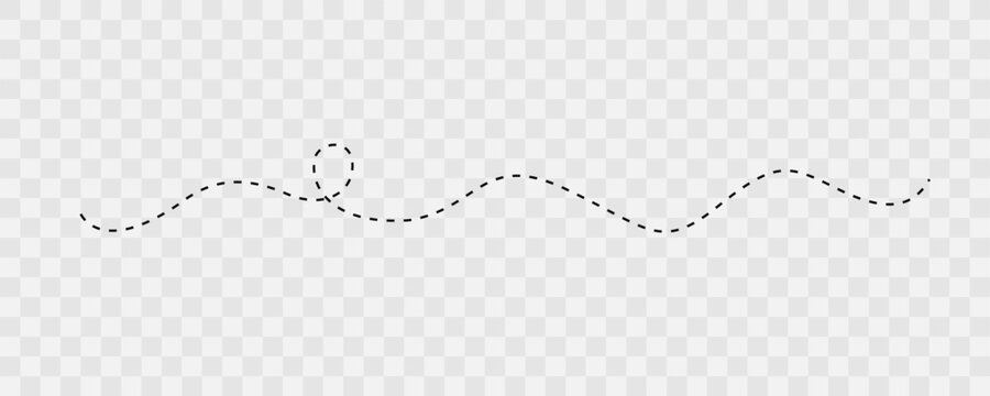 Minimal dashed wavy line with small loop abstract decorative design element