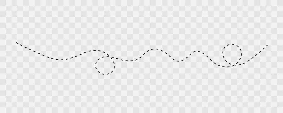 dashed wavy line with dual loops, Continuous broken curve with two circles minimal artistic flowing line illustration