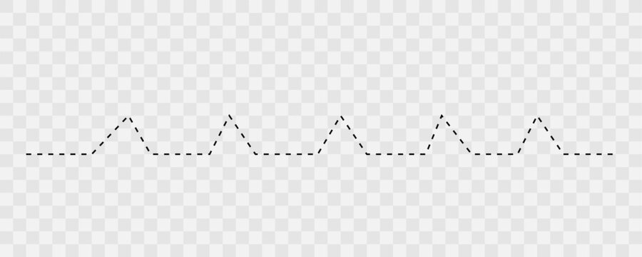 Dashed zigzag wavy line pattern minimal abstract decorative design element isolated