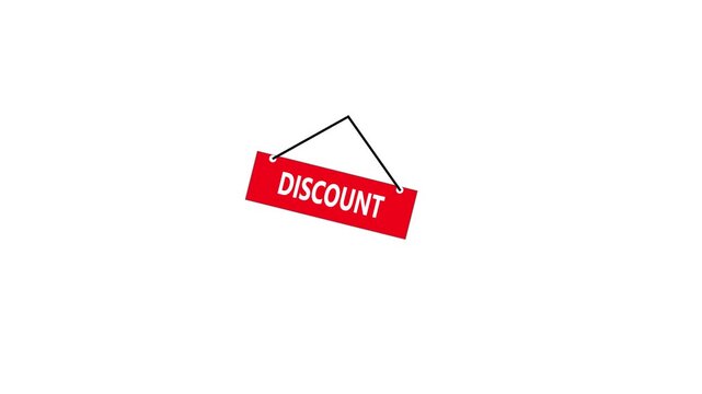Animated Red Discount Hanging Sign with Gentle Swing on Clean White Background
