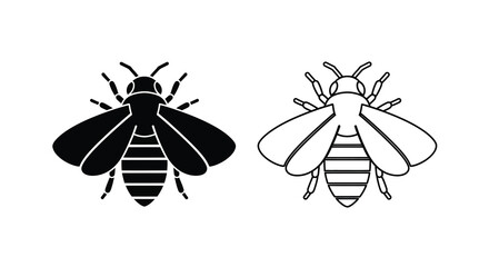 Bee illustrations a pair of detailed black and white insect designs © ArtBySalea07
