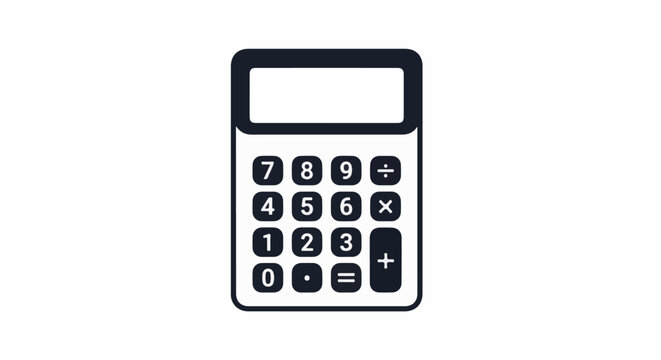 A minimalist dark grey icon of a calculator with a blank display screen