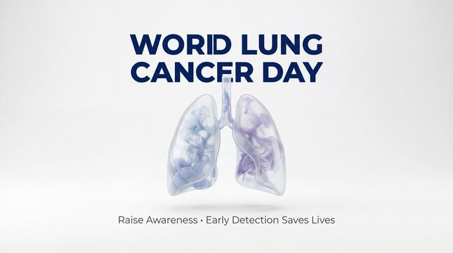 World lung cancer day awareness poster with human lungs illustration isolated on white background