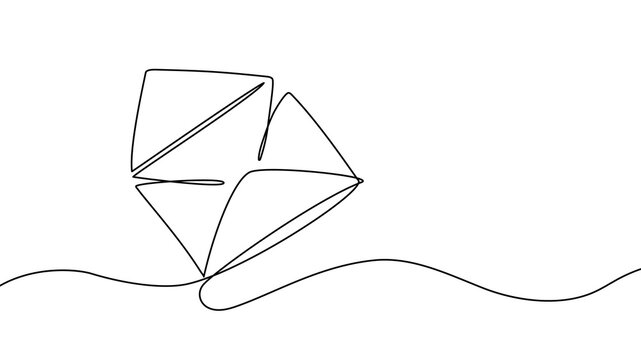 Continuous one line envelope art mail drawing letter icon email. Envelope art mail outline message paper doodle hand mailbox abstract postal illustration graphic plane single key card contact post