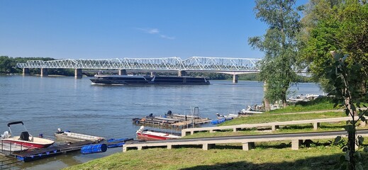 Naklejka premium boats on the river