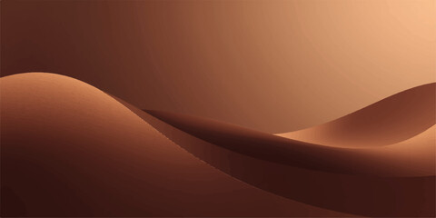 An artistic abstract background vector illustration featuring golden sand dunes and orange waves in a desert landscape under a warm sunset sky with yellow gradient lines © SoftZy
