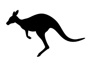 Fototapeta premium Jumping Kangaroo Silhouette Vector - Australian Wildlife Marsupial Icon Black and White Illustration
