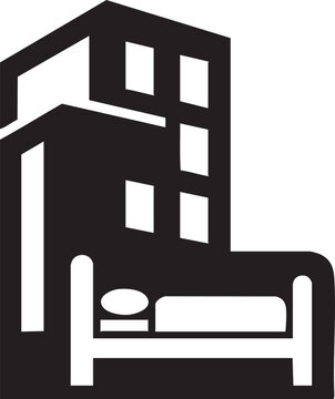 Building with bed icon building accommodation architecture structure residence