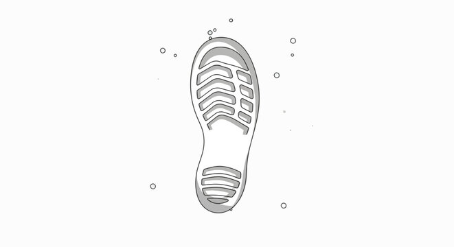 High-angle view of a shoe sole with motion lines and speed marks on a white background.
