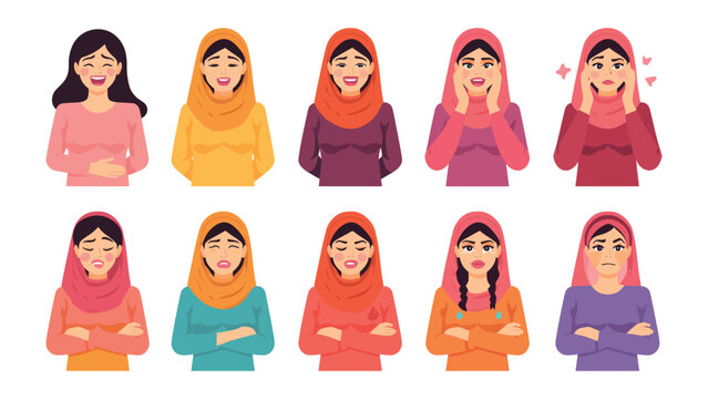 Diverse Emotions: A visual exploration of human emotions through a collection of illustrations, each portraying a unique expression, from joy to sadness, captured in a vibrant display.
