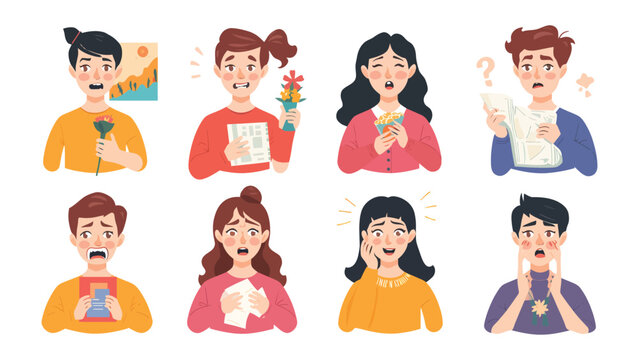 Expressions of Human Emotions: a mosaic of individual faces, each a canvas displaying a unique emotion &ndash; from elation to anxiety &ndash; a kaleidoscope of human feelings.