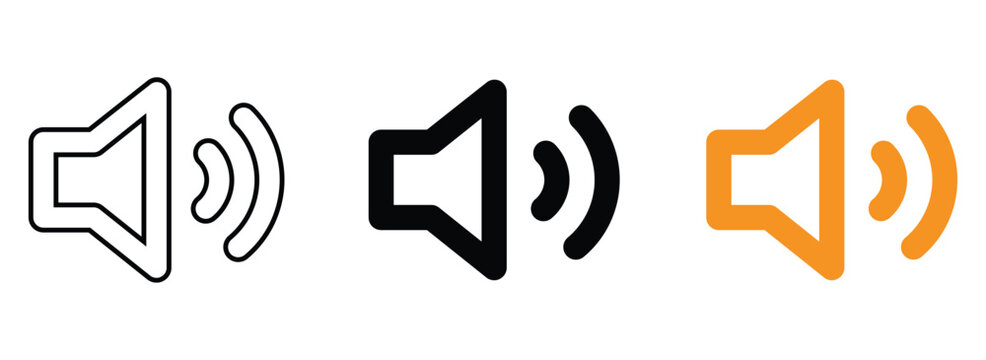 Speaker volume sound level interface icons with audio adjustment symbols for music player controls and media applications.