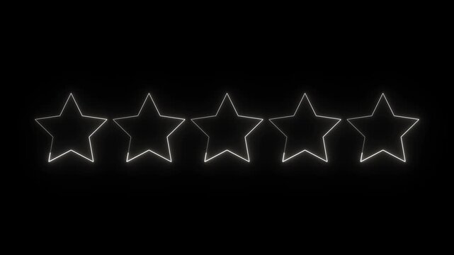 Special with rating star icon animation. Golden glowing five star flat symbol animation Special with rating star icon animation.Twinkling stars animation.black screen background,4k video.

