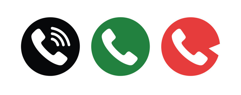 Telephone call icons with varying status in circular buttons