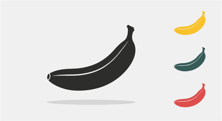Minimalist flat design bananas in black, yellow, and red with subtle shadows. © SALEHA STOCK