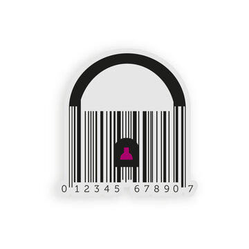 Magenta codebar padlock