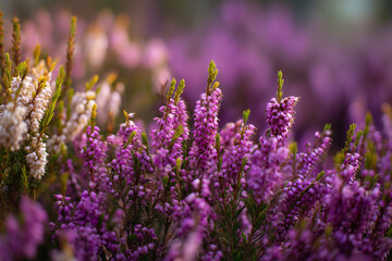 Obraz premium Colorful heather plants available at garden center 