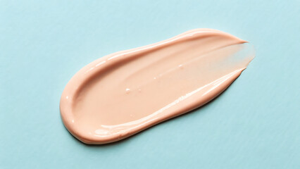 Fototapeta premium soft pink makeup swatch on teal background minimalist beauty closeup
