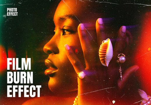 Film Burn Photo Effect &ndash; Light Leak for Album Cover & Social Media (PSD)