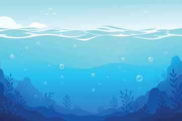 vector illustration of a underwater Vector sea and ocean under water background, © Blendbucker