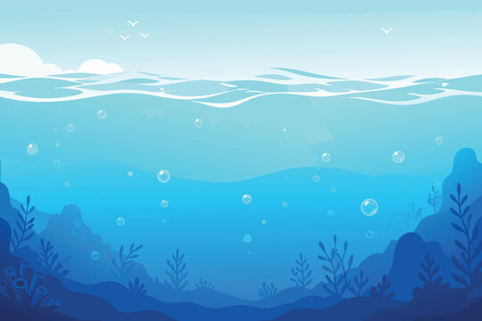 vector illustration of a underwater Vector sea and ocean under water background,