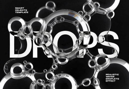 Realistic Water Droplets Text Effect &ndash; Distortion Typography for Logo, Poster & Branding (PSD)