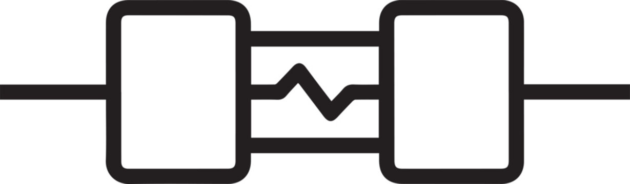 Premium High-Resolution Flat Black & White Vector Capacitor Icon with Ceramic Plates for Electronics Engineering, Circuit Design, Power Storage, PCB Layout, Electrical Symbols, Technical
