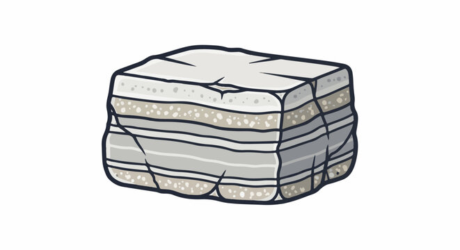 A stylized illustration of a cross-section of layered sedimentary rock