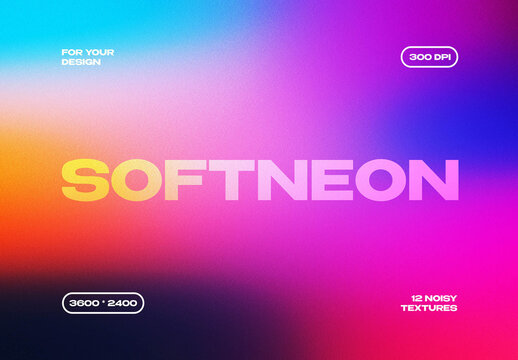 Soft Neon Textures &ndash; Gradient Background Pack for Design & Print (PSD)