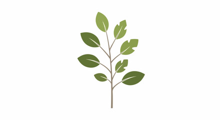 Fototapeta premium Abstract illustration of a single green plant branch with leaves