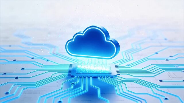 Cloud computing symbol on circuit board