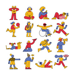 Fototapeta premium Colorful Diversity and Inclusive Kids Icon Collection