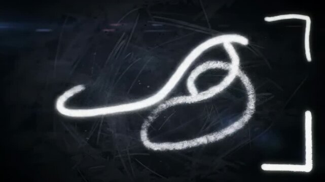 Emissive glowing white lines and abstract shapes dynamically animate on a dark, grainy chalkboard, mimicking an artist's fluid strokes. Dynamic artistic concept